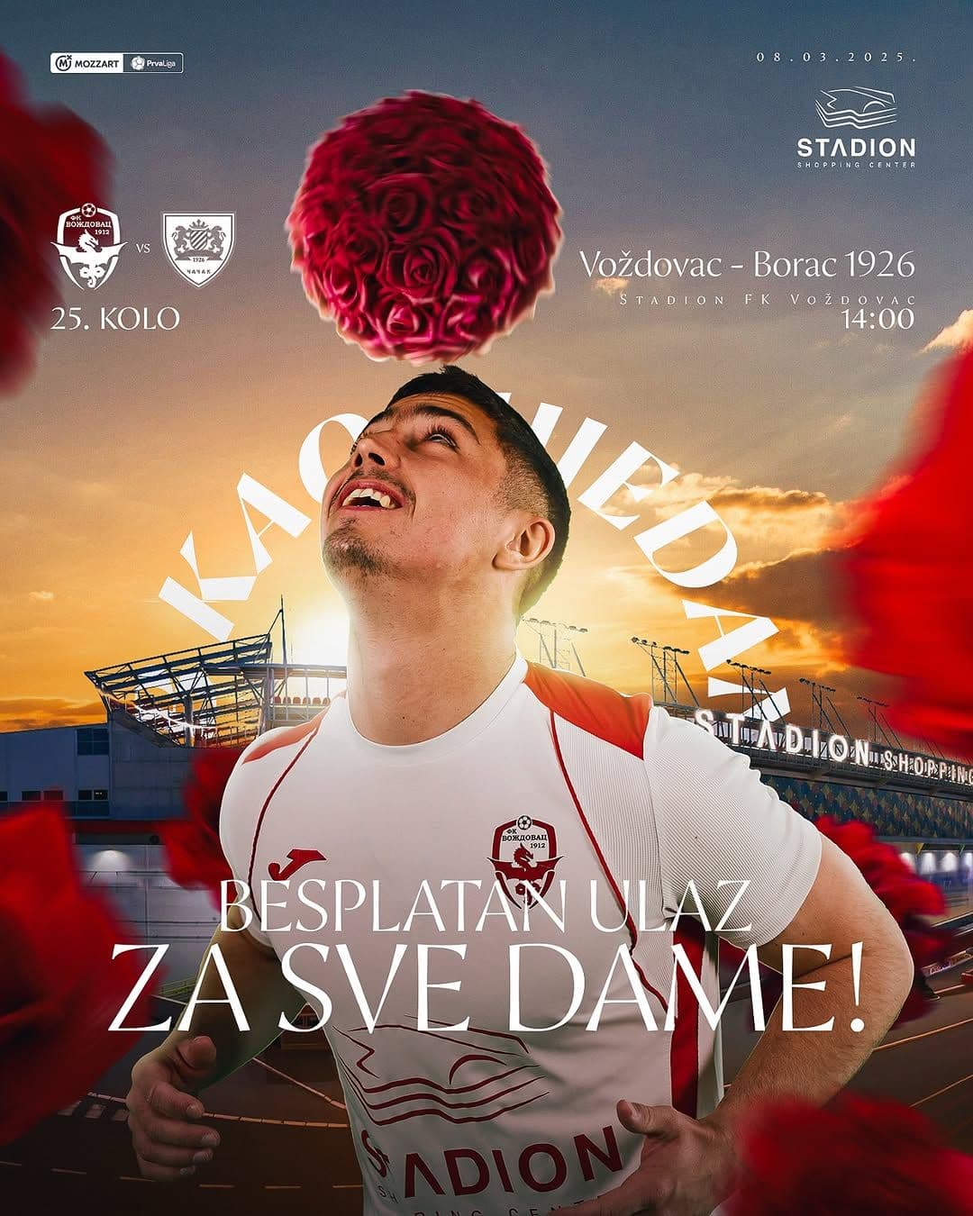 FUDBALSKI SPEKTAKL NA KROVU: Voždovac časti dame za 8. mart!